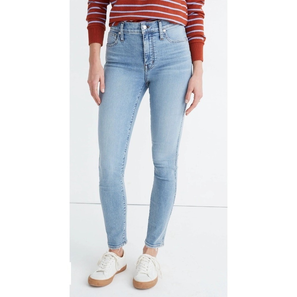 Madewell Jeans Womens 27 Blue Wheeler Wash 10 High Rise Skinny Denim Raw Hem - Picture 4 of 12